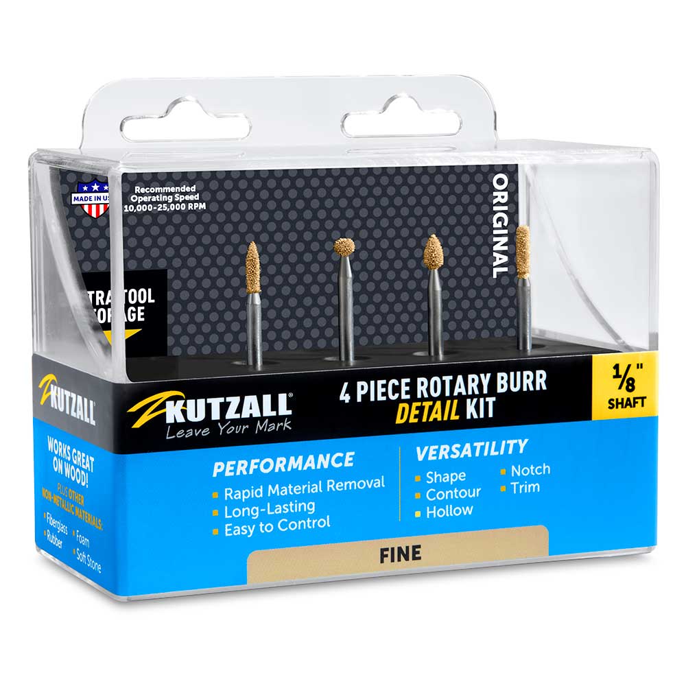 Detail Rotary Burr Kit - Fine Cut - 1/8" Shaft - 4 Piece