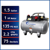 1.5 Gallon 1 HP Quiet Air Compressor