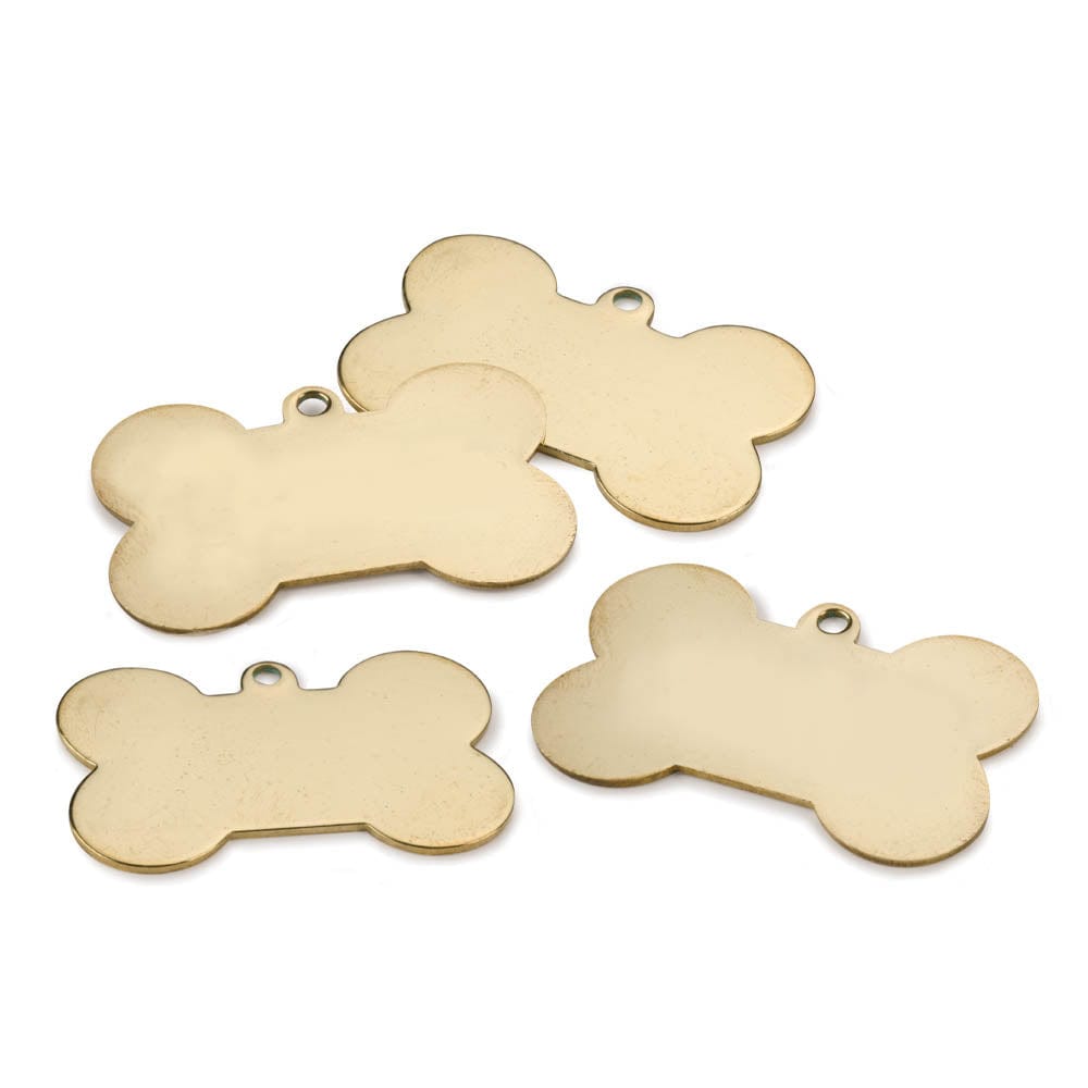 Dog Bone Engraving Blank - Brass - 4 Piece