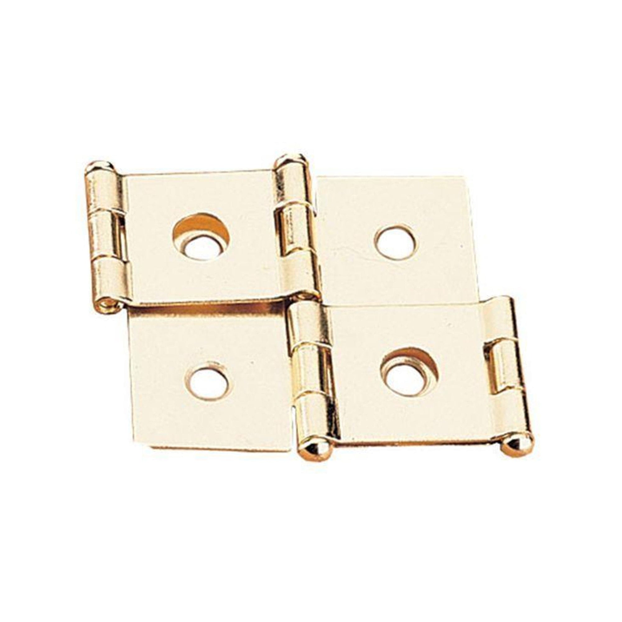 Non-mortise Hinge Polished Brass Plated fits 3/4" Panels Pair alt 0
