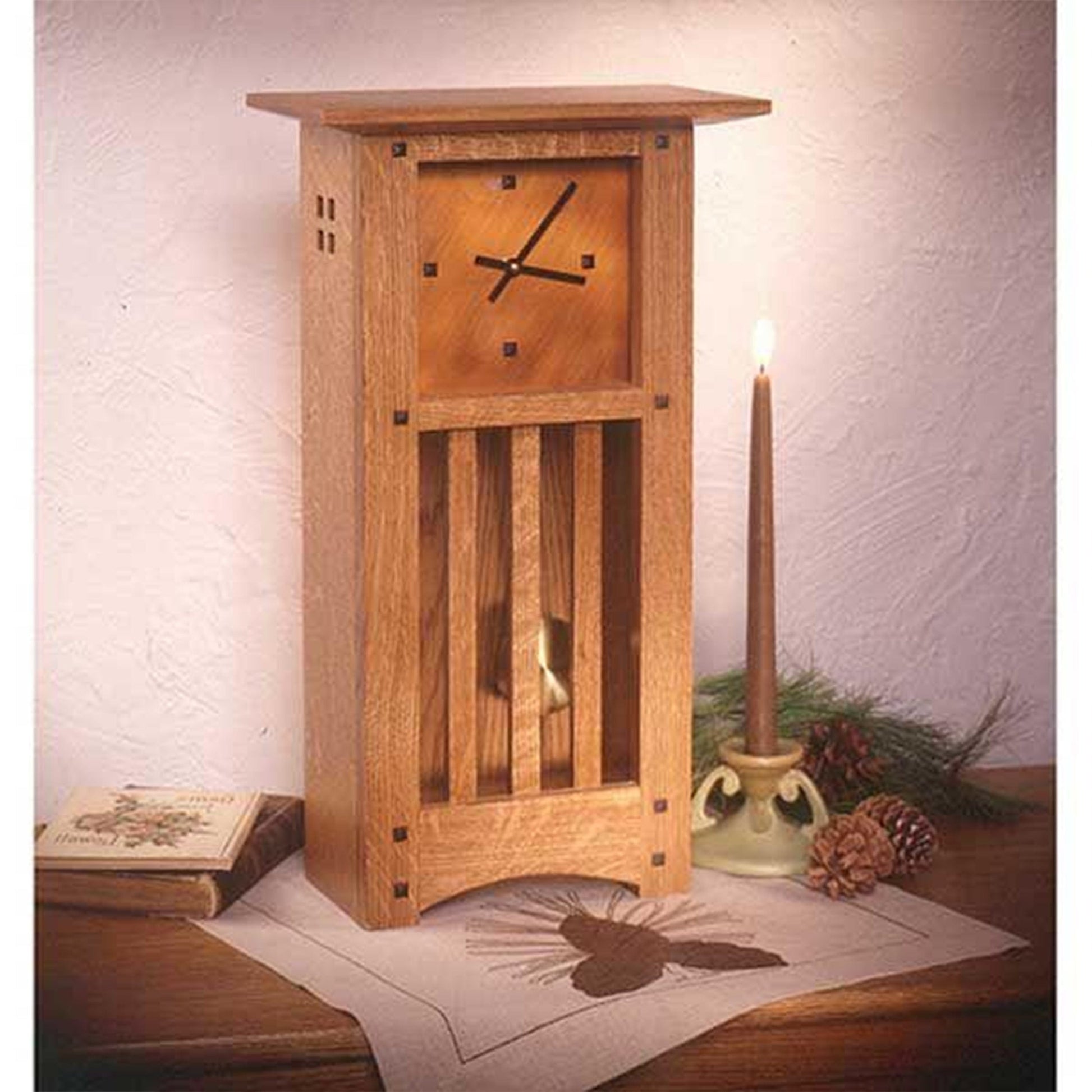 Downloadable Woodworking Project Plan to Build Arts and Crafts Mantle Clock alt 0