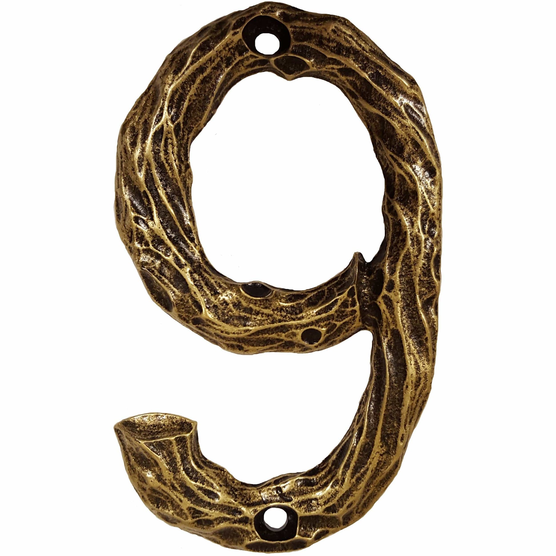 LHN9-AB Log House Number 9, Antique Brass, 1 piece alt 0