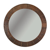 34" Hand Hammered Round Mirror with Hand Forged Rivets alt 0