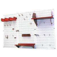 4' Metal Pegboard Standard Tool Storage Kit - White Toolboard & Red Accessories alt 0