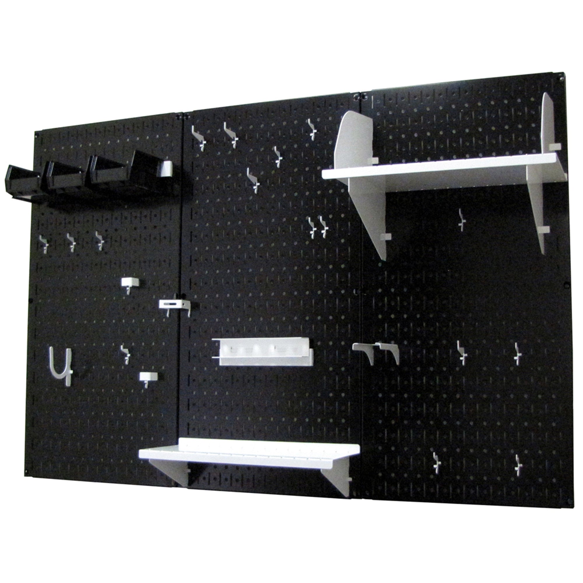 4' Metal Pegboard Standard Tool Storage Kit - Black Toolboard & White Accessories alt 0