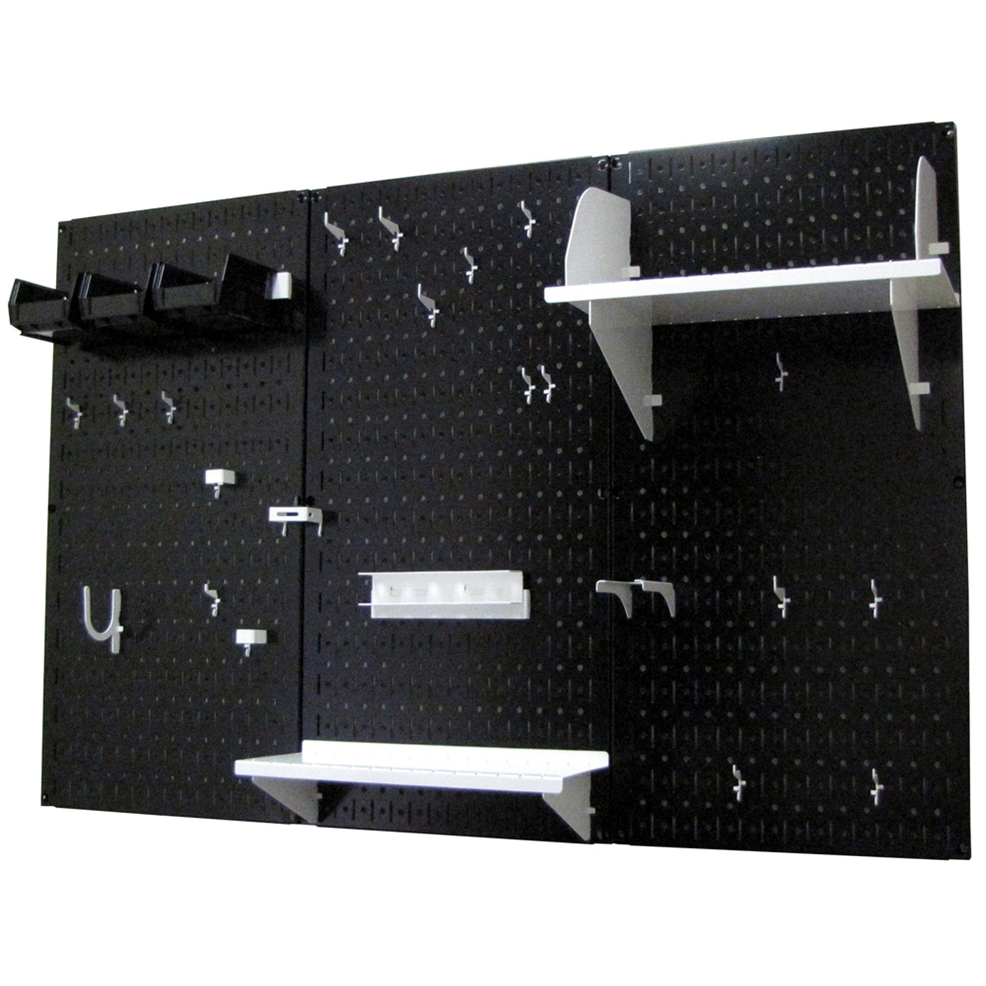 4' Metal Pegboard Standard Tool Storage Kit - Black Toolboard & White Accessories alt 0