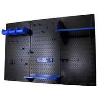 4' Metal Pegboard Standard Tool Storage Kit - Black Toolboard & Blue Accessories alt 0