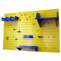 4' Metal Pegboard Standard Tool Storage Kit - Yellow Toolboard & Blue Accessories alt 0