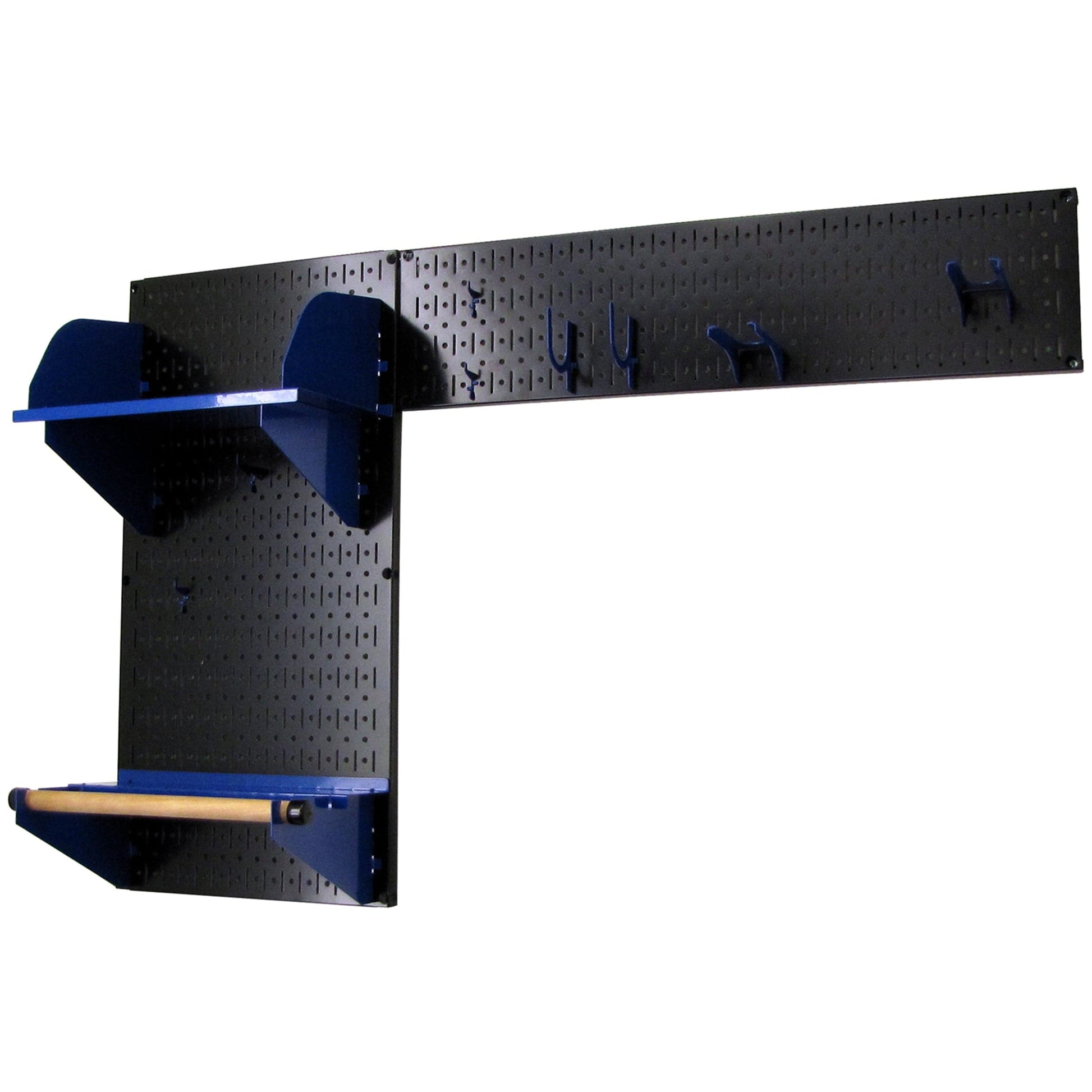 Pegboard Garden Tool Board Organizer with Black Pegboard and Blue Accessories alt 0