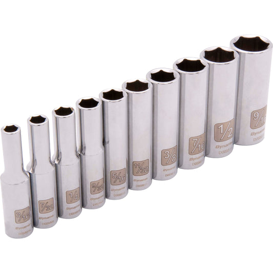 1/4" Drive 10pc 6-Point Deep SAE Socket Set, 3/16" - 9/16" alt 0