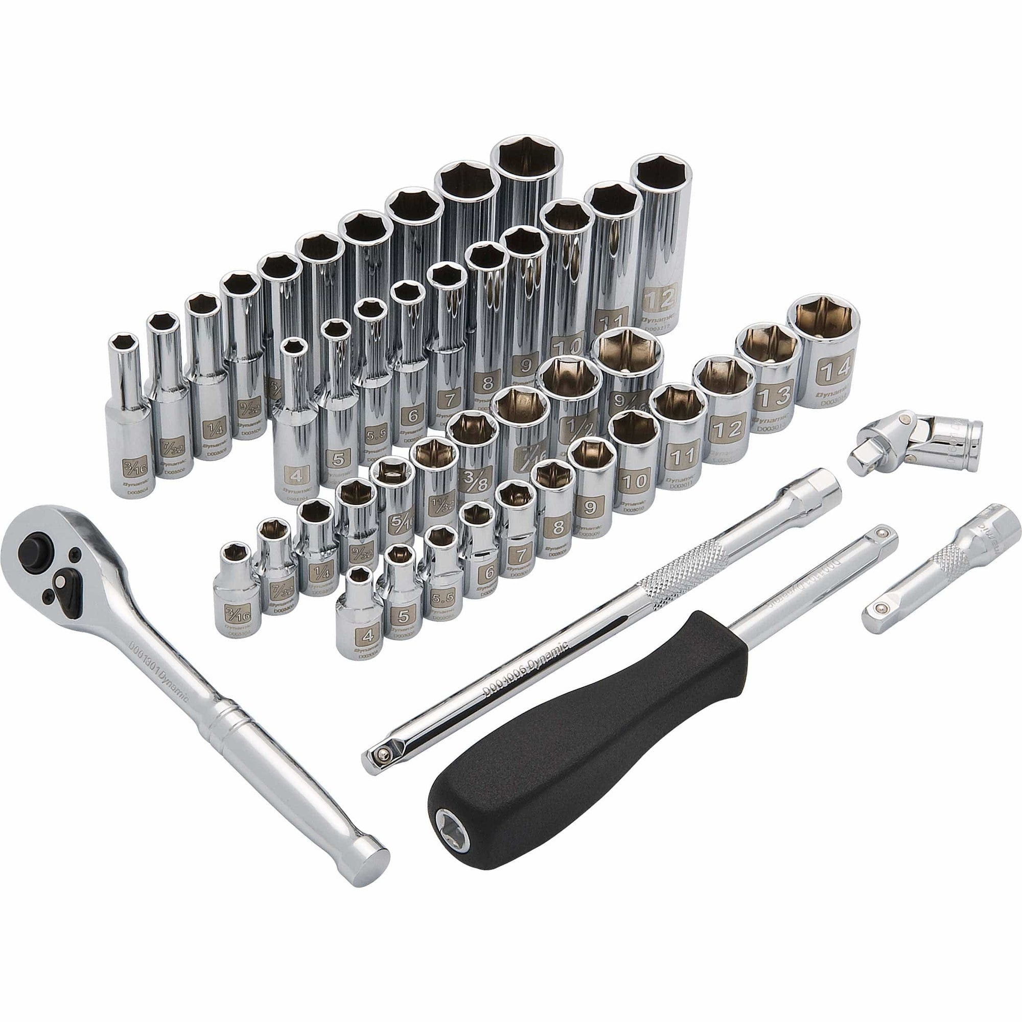 1/4" Drive, 47pc 6-Point SAE/Metric Standard/Deep Socket Set - 3/16" -  9/16", 4mm - 14mm alt 0