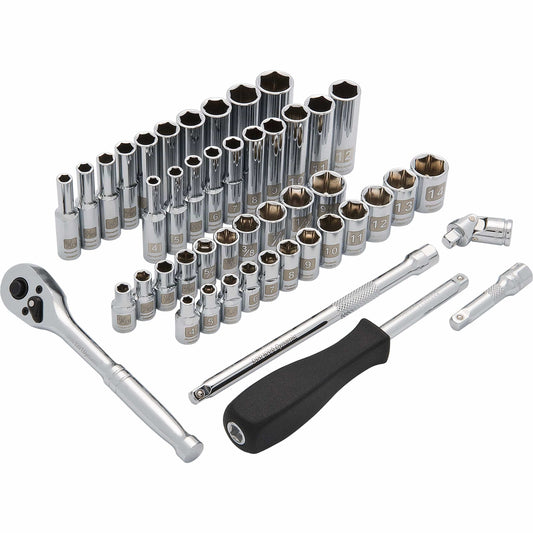1/4" Drive, 47pc 6-Point SAE/Metric Standard/Deep Socket Set - 3/16" -  9/16", 4mm - 14mm alt 0