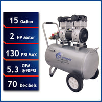 2HP 15 Gallon Oil-Free Steel Tank Air Compressor alt 0