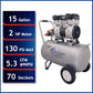 2HP 15 Gallon Oil-Free Steel Tank Air Compressor alt 0