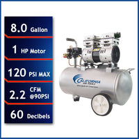 8010 Ultra Quiet and Oil-Free 1.0 HP, 8 Gal. Steel Tank Air Compressor alt 0