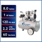 8010 Ultra Quiet and Oil-Free 1.0 HP, 8 Gal. Steel Tank Air Compressor alt 0