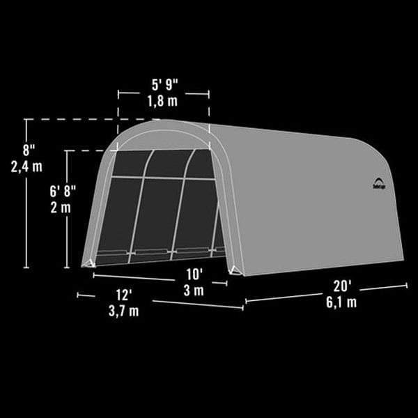 Garage-in-a-Box 12' x 20' x 8', RoundTop Style, Gray alt 0