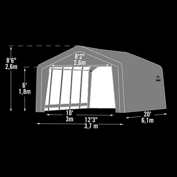 Garage-in-a-Box 12' x 20' x 8', Peak Style, Gray alt 0