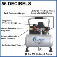 Portable Steel Tank Air Compressor 0.6 HP 1 Gallon alt 0