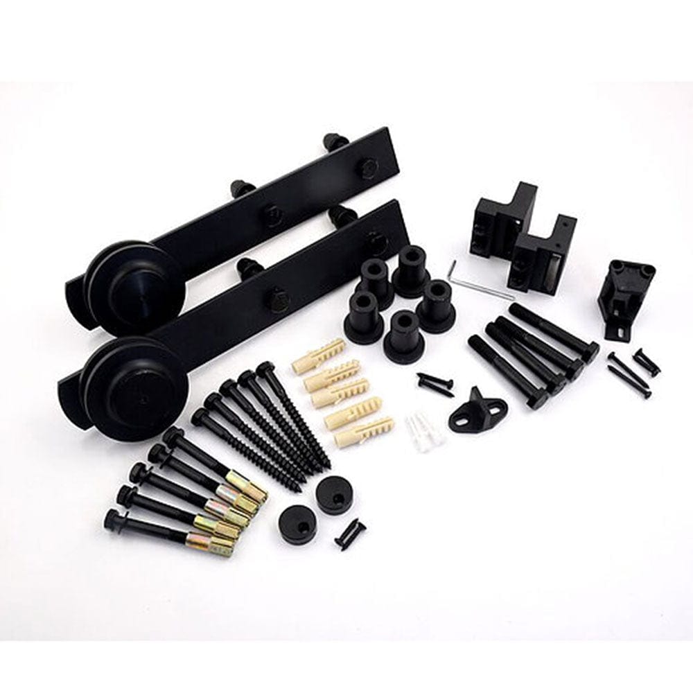 Barn Door Hardware Black Straight Strap 6'6" Rail alt 0