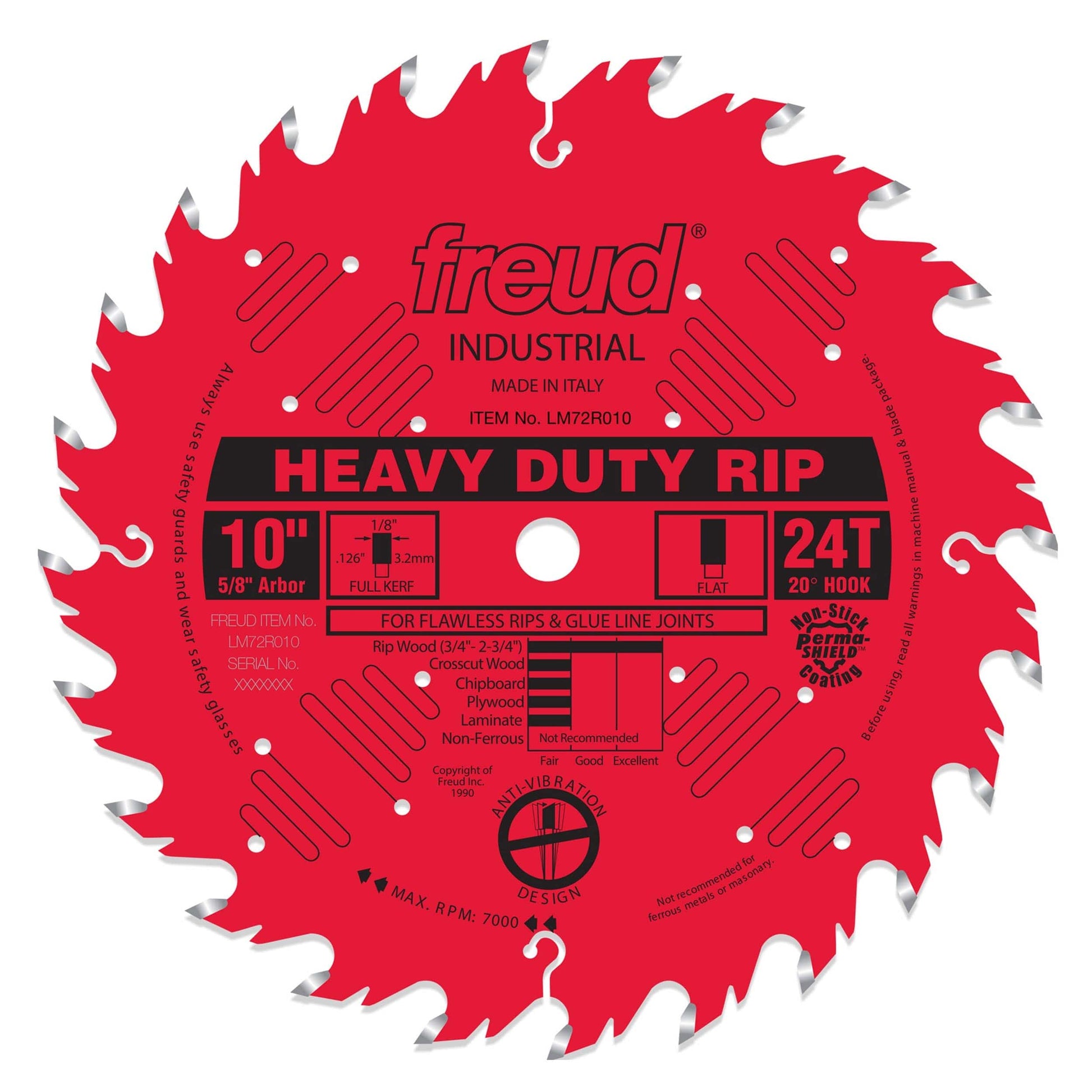 LM72R010 Ripping Saw Blade 10" x 5/8" Bore x 24 Tooth Flat Top alt 0