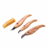 Chip Carving Tool Set with Sharpening Compound - 3 Piece alt 0