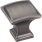 Annadale Square Pillow Top Knob, 1-1/4" O.L., Brushed Pewter alt 0