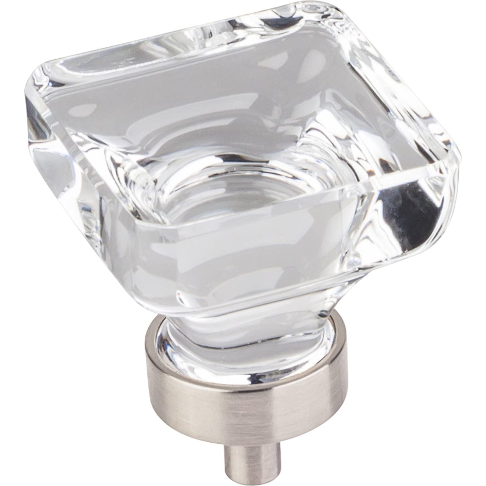 Harlow Large Square Glass Knob, 1-3/8" O.L., Satin Nickel alt 0