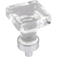  Harlow Small Square Glass Knob 1" O.L.,  Polished Chrome alt 0